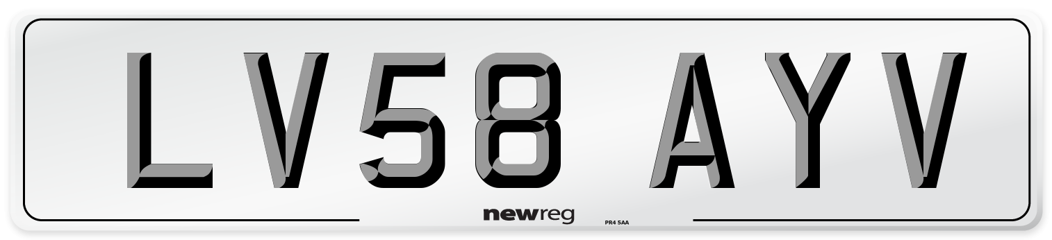 LV58 AYV Number Plate from New Reg